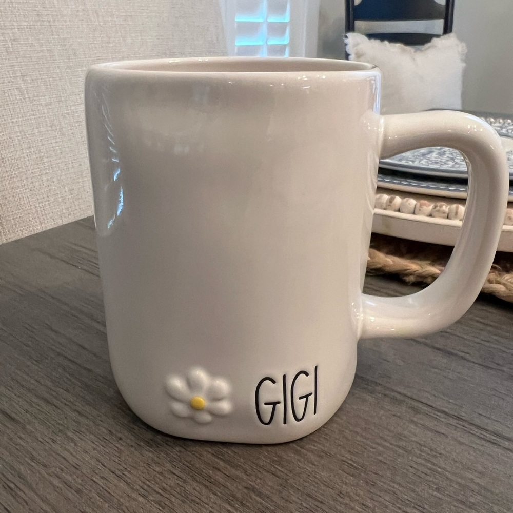 Rae Dunn White and Yellow Gigi Mug with Paw Print